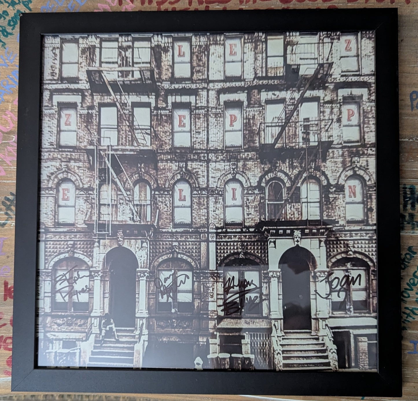 Vintage Lez Zeppelin Physical Graffiti Poster - Signed and Framed